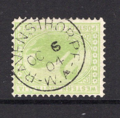 AUSTRALIAN STATES - WESTERN AUSTRALIA - 1902 - CANCELLATION: 8d apple green 'Swan' issue used with good central strike of RAVENSTHORPE cds dated OCT 6 1904. (SG 121)  (AUS/23953)