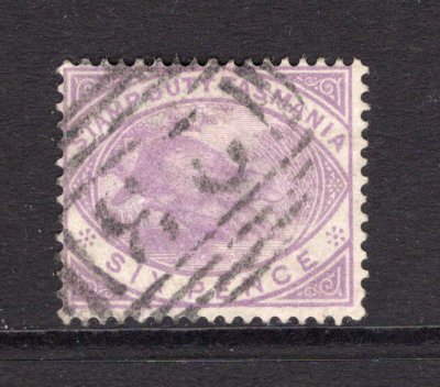 AUSTRALIAN STATES - TASMANIA - 1890 - POSTAL FISCAL & CANCELLATION: 6d mauve 'Platypus' REVENUE issue authorised for postal use with good strike of barred numeral '23' of CRESSY. (SG F28)  (AUS/24407)