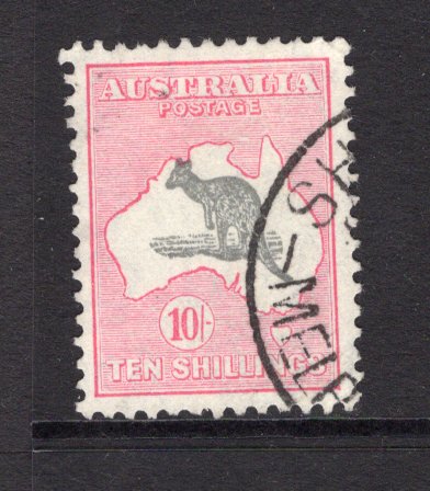 AUSTRALIA - 1931 - KANGAROO ISSUE: 10/- grey & pink 'Roo' issue watermark 'C of A' a superb used copy with light cds cancel. (SG 136)  (AUS/2629)