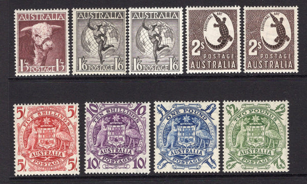 AUSTRALIA - 1948 - GVI ISSUE: 'Arms' issue, the complete set including the lower values with and without watermark, superb unmounted mint. (SG 223/224f)  (AUS/26410)