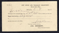 AUSTRALIAN STATES - VICTORIA 1895 OFFICIAL MAIL & POSTAL STATIONERY