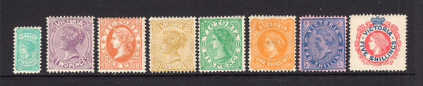 AUSTRALIAN STATES - VICTORIA - 1901 - QV ISSUE: QV issue without 'POSTAGE' or 'STAMP DUTY' inscription. The set of eight fine mint. (SG 376/383)  (AUS/41568)