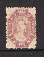 AUSTRALIAN STATES - TASMANIA - 1871 - CLASSIC ISSUES: 6d dull claret 'Chalon Head' issue perf 12 by the Post Office, watermark double lined '6'. A very fine mint copy. (SG 143)  (AUS/9054)