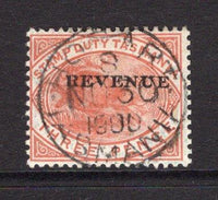 AUSTRALIAN STATES - TASMANIA - 1880 - POSTAL FISCAL: 3d chestnut 'Platypus' issue with 'REVENUE' overprint in black postally used with fine HOBART NOV 30 1900 cds, the last day of authorised use. (SG F27)  (AUS/9066)