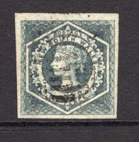 AUSTRALIAN STATES - NEW SOUTH WALES - 1854 - CLASSIC ISSUES: 6d greenish grey QV issue, imperf, a fine lightly used copy, four large margins. (SG 90)  (AUS/9145)