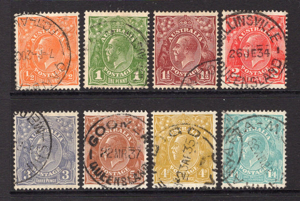 AUSTRALIA - 1931 - GV HEADS: 'GV Head' issue watermark 'C of A' the set of eight fine cds used. (SG 124/131)  (AUS/9505)