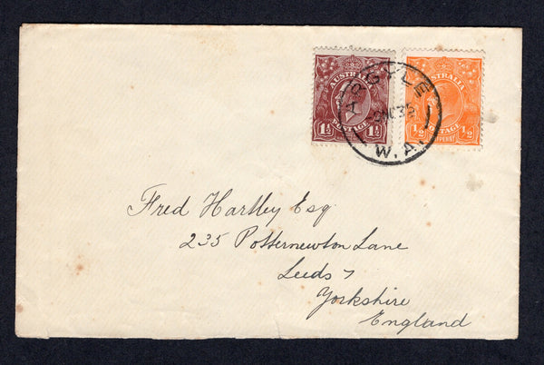 AUSTRALIA  -  1935  -  CANCELLATION: Cover franked 1931 ½d orange & 1½d brown 'GV Head' issue (SG 124 & 126) tied by fine ARGYLE W.A. cds. Addressed to UK.  (AUS/98)