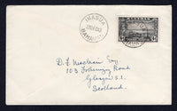 BAHAMAS - 1948 - CANCELLATION: Cover franked with single 1948 4d black GVI issue (SG 184) tied by fine INAGUA cds with second strike alongside. Addressed to UK with NASSAU transit cds on reverse.  (BAH/17811)