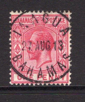 BAHAMAS - 1912 - CANCELLATION: 1d deep rose GV issue used with fine central strike of INAGUA cds dated 27 AUG 1913. (SG 82a)  (BAH/23927)