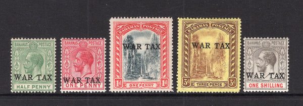BAHAMAS - 1918 - WAR TAX ISSUE: WAR TAX' overprint issue, the set of five fine mint. (SG 91/95)  (BAH/24939)