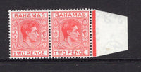 BAHAMAS - 1938 - VARIETY: 2d scarlet GVI issue, a fine mint side marginal pair with 'SHORT T' variety. (SG 152b & 152ba)  (BAH/34433)