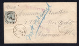 BAHAMAS - 1920 - CANCELLATION & UNCLAIMED MAIL: Cover franked with 1912 2d grey GV issue (SG 83) tied by HARBOUR ISLAND cds dated 6 APR 1920. Addressed to USA, unclaimed with manuscript 'Not Signed' and straight line 'REBUT' marking in purple and NASSAU transit cds all on front and MIAMI ADVERTISED cds on reverse with other arrival marks.  (BAH/34506)