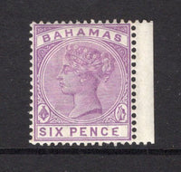 BAHAMAS - 1884 - VARIETY: 6d mauve QV issue, a fine mint copy with variety MALFORMED E IN PENCE. (SG 54a)  (BAH/9654)