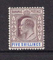 BAHAMAS - 1902 - DEFINITIVE ISSUE: 5/- dull purple & blue EVII issue a fine mint copy. (SG 69)  (BAH/9655)