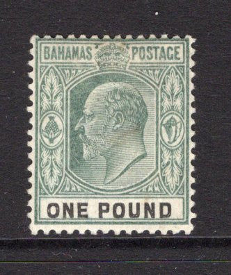 BAHAMAS - 1902 - DEFINITIVE ISSUE: £1 green & black EVII issue a superb mint copy. (SG 70)  (BAH/9656)