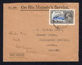 BARBADOS - 1935 - SILVER JUBILEE ISSUE: On His Majesty's Service' OFFICIAL cover franked with single 1935 1½d ultramarine & grey 'Silver Jubilee' issue (SG 242) tied by BARBADOS GPO cds. Addressed to UK with arrival cds on reverse.  (BAR/17891)