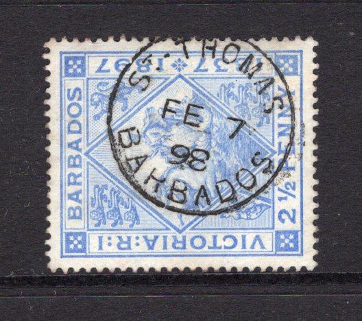 BARBADOS - 1898 - CANCELLATION: 2½d ultramarine used with fine strike of ST. THOMAS cds dated FEB 7 1898. (SG 119)  (BAR/23691)