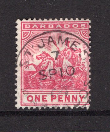 BARBADOS - 1892 - CANCELLATION: 1d carmine used with fine strike of ST. JAMES '7' cds dated SP 10 1904. (SG 107)  (BAR/40493)