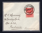 BASUTOLAND - 1937 - CANCELLATION: Cover FRONT from the 'C.G. Mummery, Barclays Bank' correspondence franked with 1933 1d scarlet 'GV' issue (SG 2) tied by fine MOKHOTLONG cds dated 7 DEC 37. Addressed to PRETORIA TRANSVAAL.  Ex A. H. Scott collection. Illustrated on page 193 of 'The Cancellations & Postal Markings of Basutoland' by A. H. Scott.  (BAS/1646)