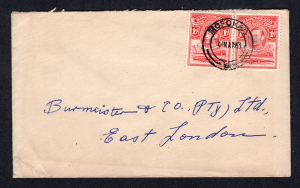 BASUTOLAND - 1953 - CANCELLATION: Cover franked with pair 1938 1d scarlet GVI issue (SG 19) tied by fine MOFOKAS cds. Addressed to SOUTH AFRICA.  (BAS/1660)
