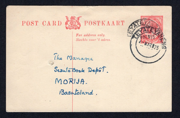 BASUTOLAND - 1925 - FORERUNNERS: SOUTH AFRICA: 1d red GV postal stationery card (H&G 7) used with fine strike of TEYATEYANENG cds. Addressed internally to MORIJA. Fine.  (BAS/1682)