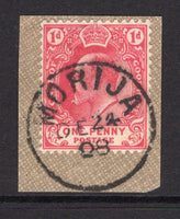 BASUTOLAND - 1908 - FORERUNNERS: Cape of Good Hope 1d carmine EVII issue tied on small piece by superb strike of MORIJA cds dated 24 DEC 1908. (SG 71)  (BAS/1716)