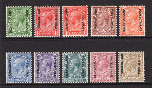 BECHUANALAND - 1913 - GV ISSUE: 'GV' issue of Great Britain with 'BECHUANALAND PROTECTORATE' overprint in black, the set of nine plus the 1d carmine red shade variety all fine mint. (SG 73/82 & 74a)  (BEC/11213)