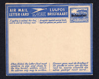 BECHUANALAND - 1945 - POSTAL STATIONERY: 3d blue on coarse buff paper postal stationery airletter of South Africa with 'Bechuanaland' overprint (H&G F-G3) fine unused.  (BEC/17931)