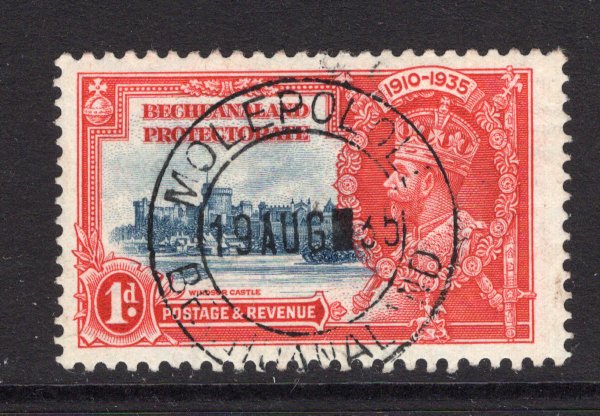 BECHUANALAND - 1935 - CANCELLATION: 1d deep blue & scarlet GV 'Silver Jubilee' issue used with superb central strike of MOLEPOLOLE BECHUANALAND cds dated 19 AUG 1935. (SG 111)  (BEC/27261)