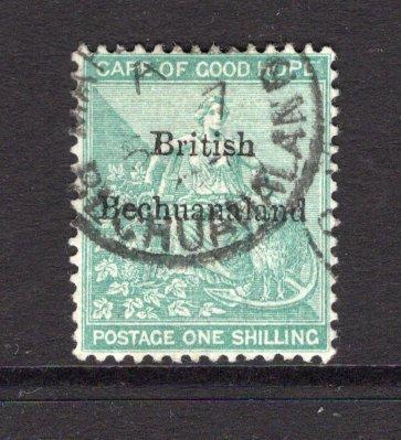 BECHUANALAND - 1885 - CLASSIC ISSUE: 1/- green Cape of Good Hope issue, wmk 'Anchor' with 'British Bechuanaland' overprint in black, a fine used copy with light cds. (SG 8)  (BEC/28970)