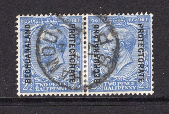 BECHUANALAND - 1913 - CANCELLATION: 2½d cobalt blue GV issue, a fine used pair with RAMOUTSA B.P. cds dated 17 JUN 1917. (SG 78)  (BEC/34596)