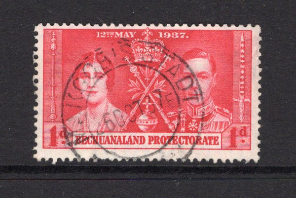 BECHUANALAND - 1937 - CANCELLATION: 1d scarlet GVI issue used with light strike of MAKGOBIS STADT cds dated 26 OCT 1937. A scarcer small postal agency cancel. (SG 115)  (BEC/40885)