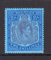 BERMUDA - 1938 - GVI ISSUE: 2/- purple & deep blue on mottled blue 'Substitute' paper GVI 'Key Type' issue, 1941 printing, comb perf 14 x 13¾. A fine mint copy. (SG 116c, Murray Payne #11a)  (BER/11236)