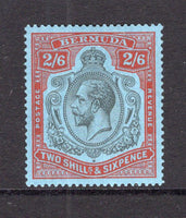 BERMUDA - 1930 - GV ISSUE: 2/6 black & red on deep blue GV 'Key Type' issue. A fine mint copy. (SG 89g)  (BER/11265)