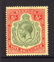 BERMUDA - 1918 - GV ISSUE: 5/- green & carmine red on pale yellow GV 'Key Type' issue. A fine mint copy. (SG 53d)  (BER/32620)