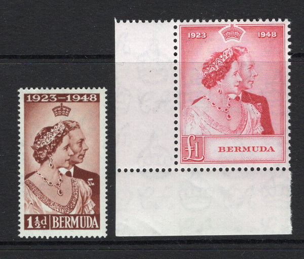 BERMUDA - 1948 - SILVER WEDDING ISSUE: 'Silver Wedding' issue the pair fine mint, with the £1 a fine corner marginal example. (SG 125/126)  (BER/38570)
