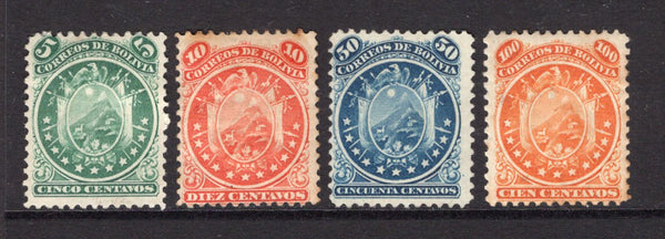 BOLIVIA - 1870 - ELEVEN STARS ISSUE: 5c green, 10c red, 50c blue & 100c orange 'Eleven Stars' ARMS issue the set of four fine mint. (SG 37/40)  (BOL/1455)