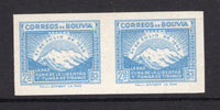 BOLIVIA - 1947 - VARIETY: 2.50b blue 'First Anniversary of the Popular Revolution' issue a fine mint IMPERF PAIR. Expertised 'Sanabria' on reverse. (SG 464a)  (BOL/39613)