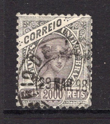 BRAZIL - 1894 - LIBERTY HEAD ISSUE: 2000rs purple & grey 'Liberty Head' issue on thick white paper, perf 11-11½, a fine cds used copy. (SG 156)  (BRA/13502)