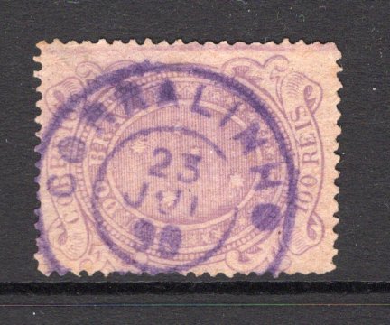 BRAZIL - 1890 - CANCELLATION: 100rs mauve 'Southern Cross' issue, type 3, perf 12½-14 fine used with good strike of CORRALINHO cds in purple dated 23 JUL 1890. (SG 90c)  (BRA/25299)