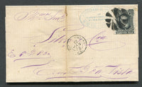 BRAZIL - 1878 - DOM PEDRO ISSUE: Cover franked with single 1878 200rs black rouletted 'Dom Pedro' issue (SG 62) tied by dumb cork cancel with RIO DE JANEIRO cds alongside. Addressed to BOA VISTA.  (BRA/26545)