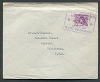BRAZIL - 1941 - CANCELLATION: Unsealed  cover franked with single 1933 200rs violet (SG 541) tied by large boxed D.R. CORREIOS E TELEGRAFOS MATO GROSSO A.P.T. DE S. LUIZ DE CACERES cancel in purple dated SET 20 1941. Addressed to USA.  (BRA/26556)