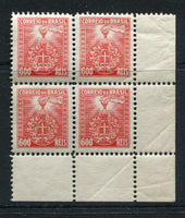 BRAZIL - 1932 - MULTIPLE: 600rs scarlet 'Sao Paulo Revolutionary Government' issue, a fine mint corner marginal block of four. (SG 523)  (BRA/28062)