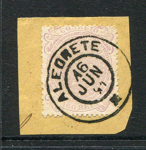 BRAZIL - 1890 - CANCELLATION: 100r pale mauve 'Southern Cross' issue, Redrawn tied on piece by superb strike of ALEORETE cds dated 16 JUN 1891. (SG 110a)  (BRA/28430)