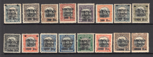 BRAZIL - 1927 - AIRMAIL: 'Servicio Aereo' overprint issue the set of sixteen fine mint. (SG 441/456)  (BRA/2871)