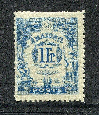 BRAZIL - 1899 - AMAZONIE LOCAL ISSUE: 1fr blue 'Amazonie' local issue, a very fine mint example. These locals were genuinely issued and used in the Gold mining camps in the Amazonia territory. Rare. (RHM #AM-05)  (BRA/29164)