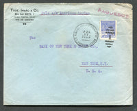 BRAZIL - 1929 - MARITIME: Cover from RIO DE JANEIRO with printed company return address at top left and typed 'Pelo S/S American Legion' at top franked with 1920 500rs ultramarine 'Industry' issue (SG 337) tied by good strike of N.Y. & BUENOS AIRES SEA POST S.S. AMERICAN LEGION duplex cds dated JUL 17 1929 with straight line 'PAQUEBOT' marking in purple alongside. Addressed to USA with TB seal on reverse.  (BRA/33587)