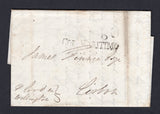 BRAZIL - 1821 - TRANSATLANTIC MAIL & MARITIME: Complete folded letter datelined 'Pernambuco 19 April 1821' with manuscript 'Abord de Wellington' ship endorsement on front with '80r' rate marking and light strike of straight line 'CORo MARITIMO' marking in black. Addressed to PORTUGAL with light arrival mark on reverse.  (BRA/36323)