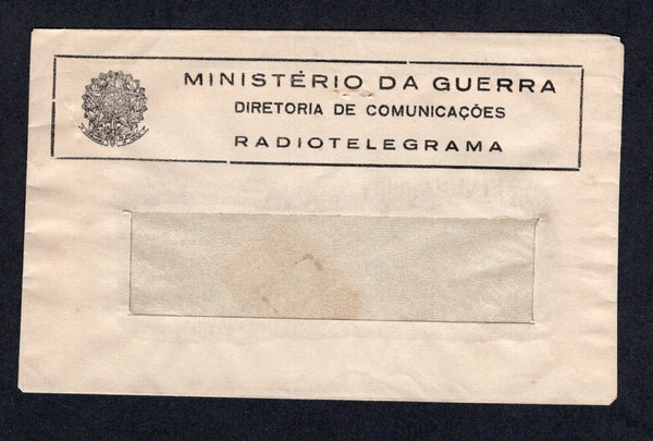 BRAZIL - 1930 - TELEGRAM & OFFICIAL MAIL: Circa 1930 small TELEGRAM window envelope with boxed 'MINISTERIO DA GUERRA DIRETORIA DE COMUNICACIONES RADIOTELEGRAMA' printed on front. Unused.  (BRA/38983)
