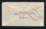 BRAZIL - 1936 - REVOLUTION & CENSORED MAIL: Airmail cover franked with 1920 3 x 700rs reddish violet 'Industry' issue and 3 x 1933 3500rs blue, green & yellow AIR issue (SG 398 & 530) tied by CEARA cds's dated JUL 1936. Addressed to GERMANY with fine strike of oval 'ADMINISTRACAO DOS CORREIOS CENSURADA *CEARA*' censor mark in violet on reverse. An uncommon marking.  (BRA/39778)